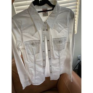 NEW True Religion White Collared Shirt Size L